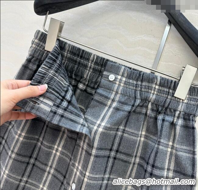 Original Cheap Miu Miu Plaid Mini Skirt MM111429 Grey 2025