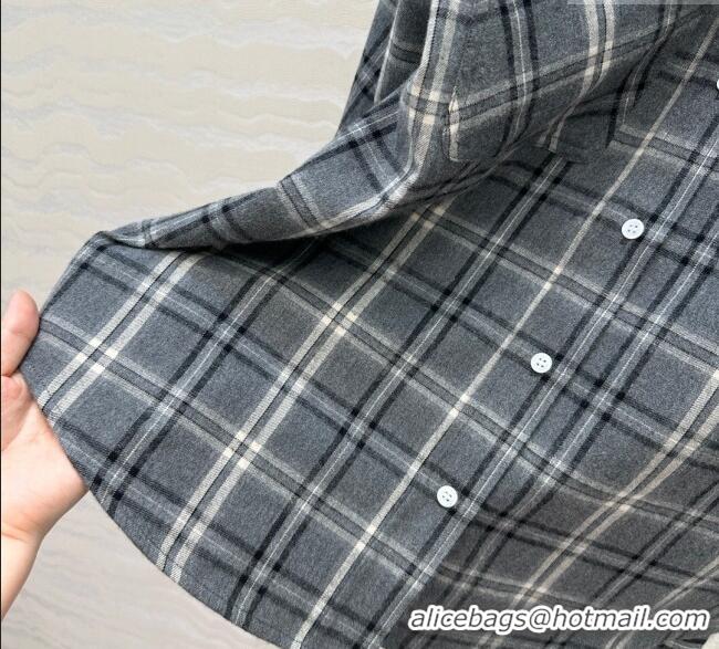 Top Quality Miu Miu Plaid Shirt MM111429 Grey 2025