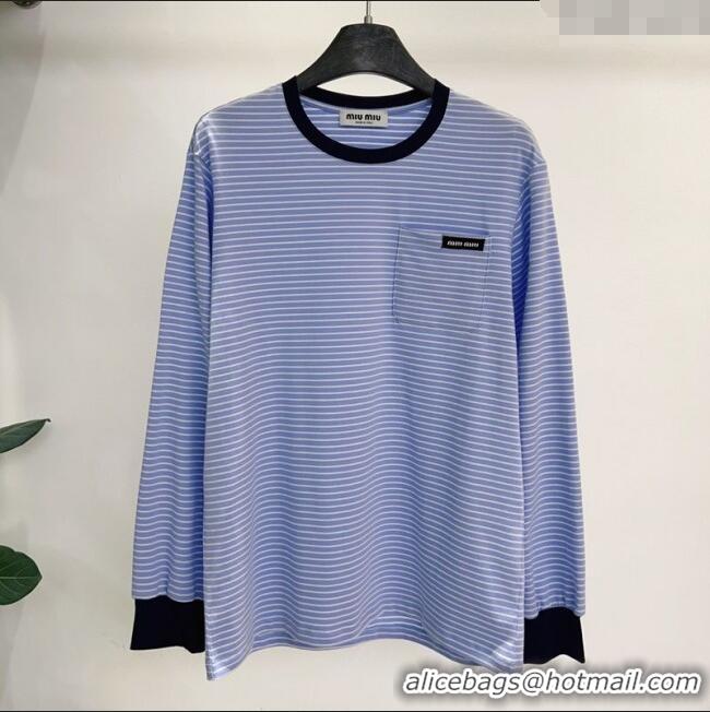 Market Sells Miu Miu Cotton T-Shirt MM111431 Blue 2025