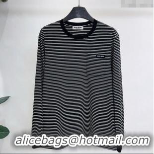 Traditional Discount Miu Miu Cotton T-Shirt MM111431 Black 2025