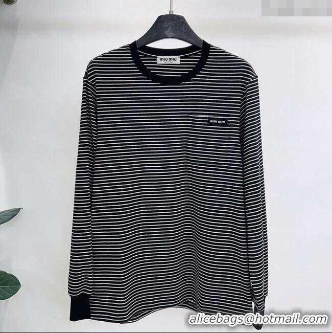 Traditional Discount Miu Miu Cotton T-Shirt MM111431 Black 2025