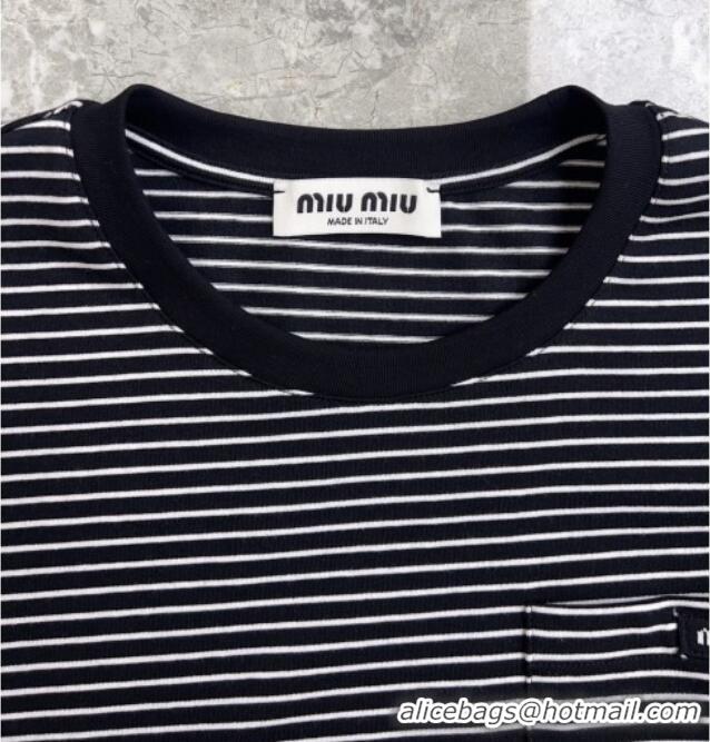 Traditional Discount Miu Miu Cotton T-Shirt MM111431 Black 2025