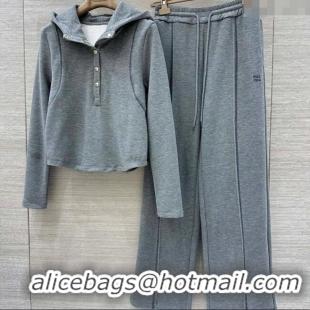 Modern Classic Miu Miu Polo Shirt and Pants Set MM111439 Grey 2025