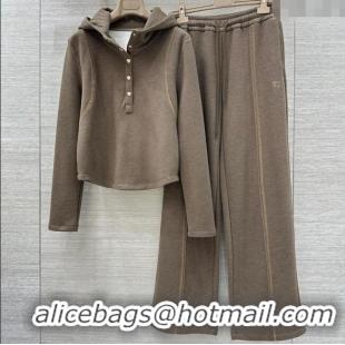 Luxury Cheap Miu Miu Polo Shirt and Pants Set MM111439 Khaki 2025