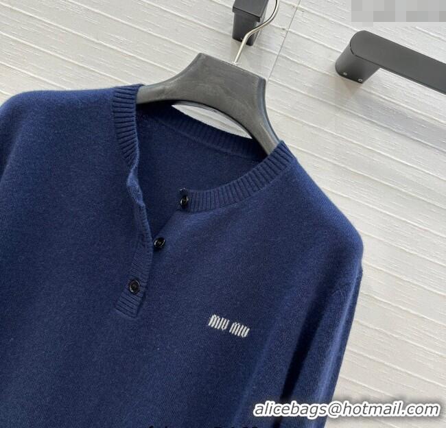 Inexpensive Discount Miu Miu Cashmere Shirt MM111442 Blue 2025