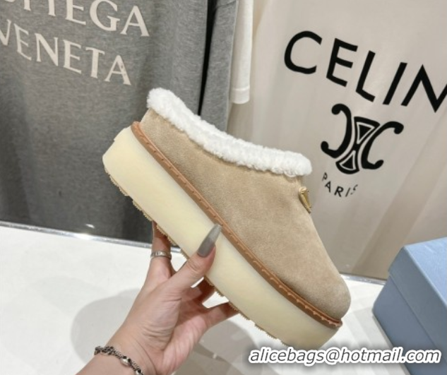 Charming Prada Suede and Wool Platform Mules Beige 1S715N 1027008