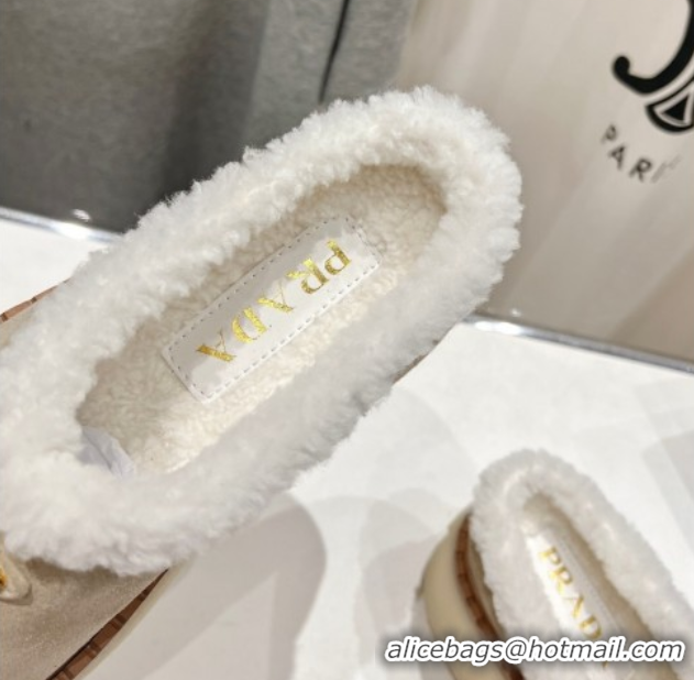 Charming Prada Suede and Wool Platform Mules Beige 1S715N 1027008
