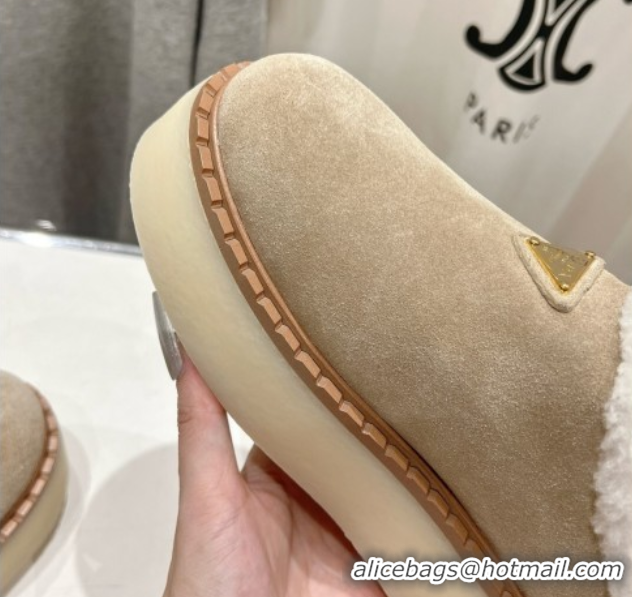 Charming Prada Suede and Wool Platform Mules Beige 1S715N 1027008