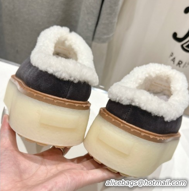 Good Looking Prada Suede and Wool Platform Mules Dark Grey 1S715N 1027009