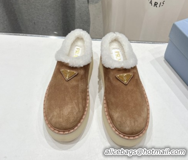 Unique Style Prada Suede and Wool Platform Mules Brown 1S715N 1027010