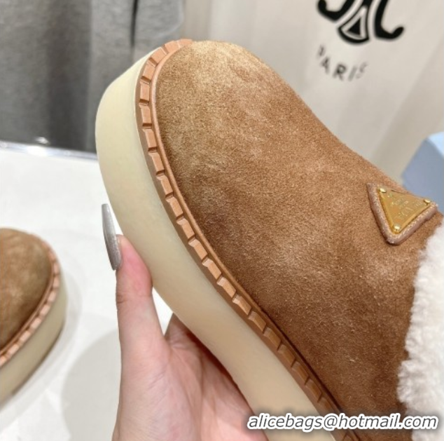 Unique Style Prada Suede and Wool Platform Mules Brown 1S715N 1027010