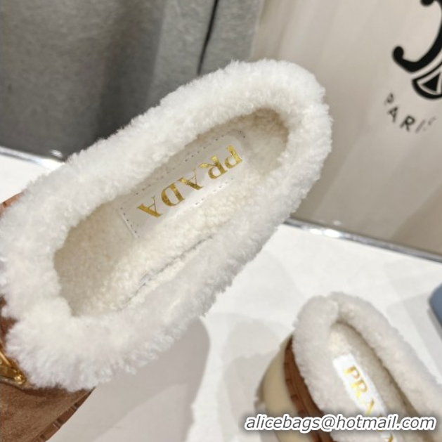 Unique Style Prada Suede and Wool Platform Mules Brown 1S715N 1027010