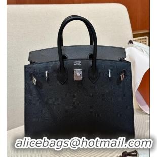 Promotional Discount Hermes Birkin 25 Bag Epsom Leather HB25 Black/Silver