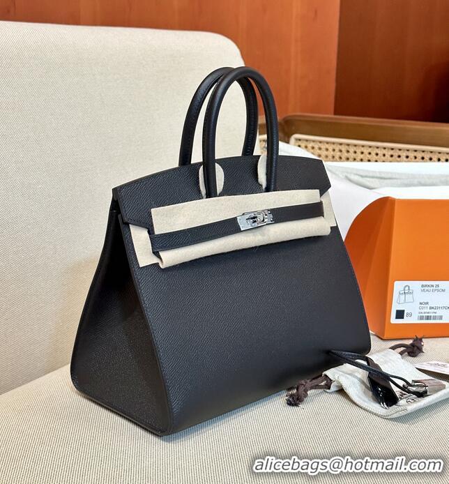 Promotional Discount Hermes Birkin 25 Bag Epsom Leather HB25 Black/Silver