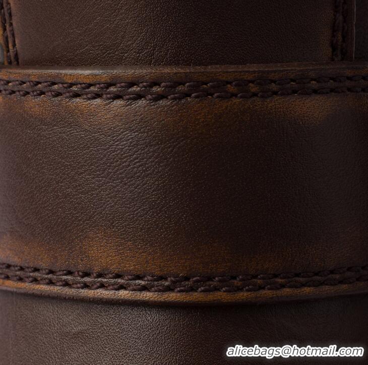 Super Quality Prada Logo Leather Biker Boots 19287 Brown 2025