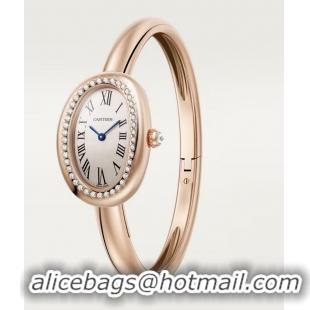 Best Price Cartier Baignoire Watch Diamond Dial 31mm CRWJBA0041 Rose Gold