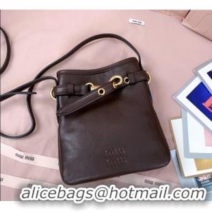 Top Quality Miu Miu Nappa Leather Pouch Mini Bag 5NR461 Briarwood Brown 2025
