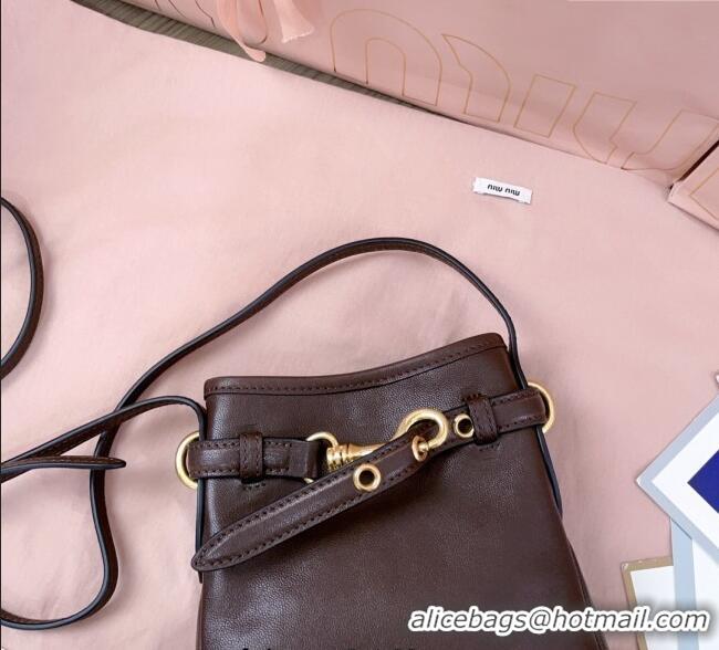 Top Quality Miu Miu Nappa Leather Pouch Mini Bag 5NR461 Briarwood Brown 2025