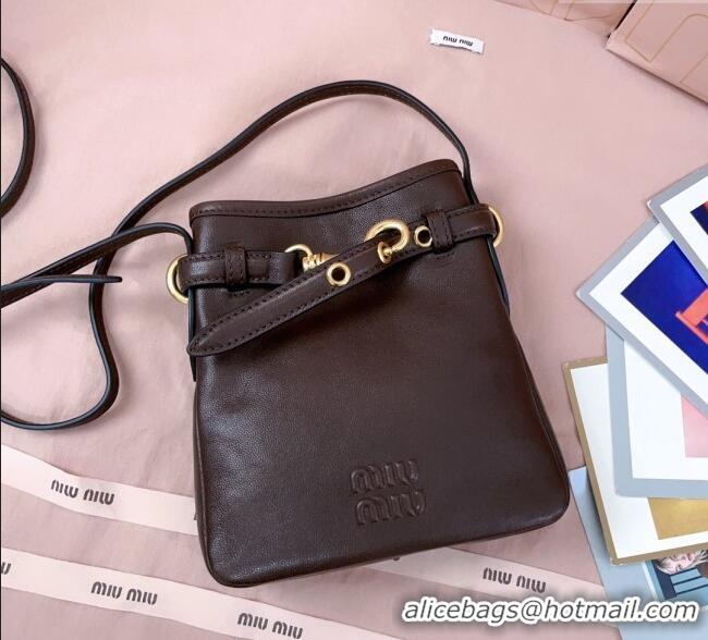 Top Quality Miu Miu Nappa Leather Pouch Mini Bag 5NR461 Briarwood Brown 2025