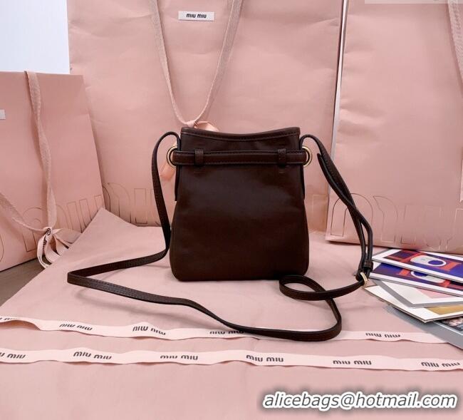 Top Quality Miu Miu Nappa Leather Pouch Mini Bag 5NR461 Briarwood Brown 2025