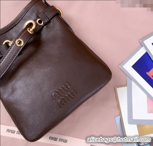 Top Quality Miu Miu Nappa Leather Pouch Mini Bag 5NR461 Briarwood Brown 2025