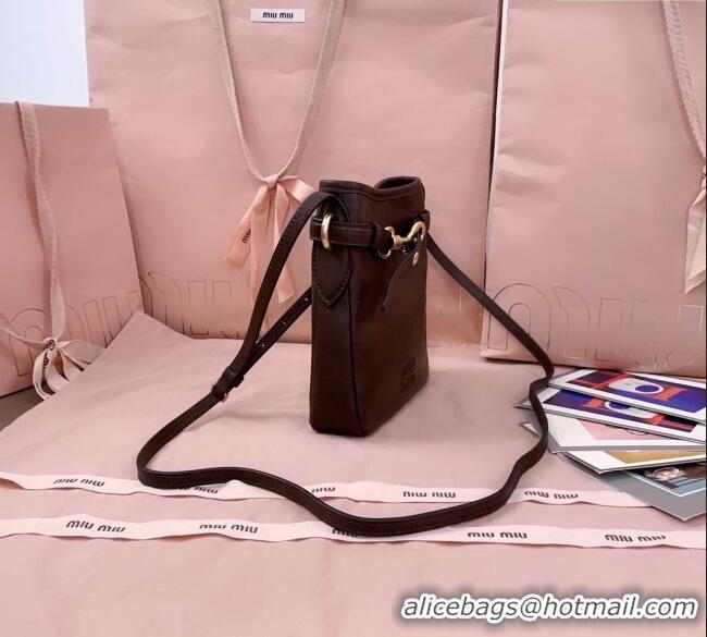 Top Quality Miu Miu Nappa Leather Pouch Mini Bag 5NR461 Briarwood Brown 2025