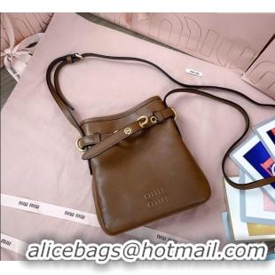 Inexpensive Miu Miu Nappa Leather Pouch Mini Bag 5NR461 Light Brown 2025