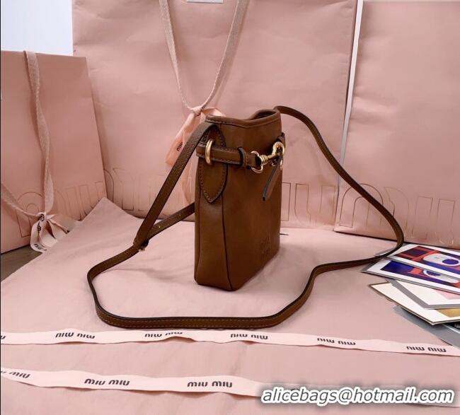 Inexpensive Miu Miu Nappa Leather Pouch Mini Bag 5NR461 Light Brown 2025