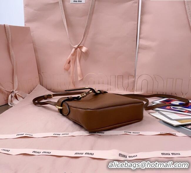 Inexpensive Miu Miu Nappa Leather Pouch Mini Bag 5NR461 Light Brown 2025
