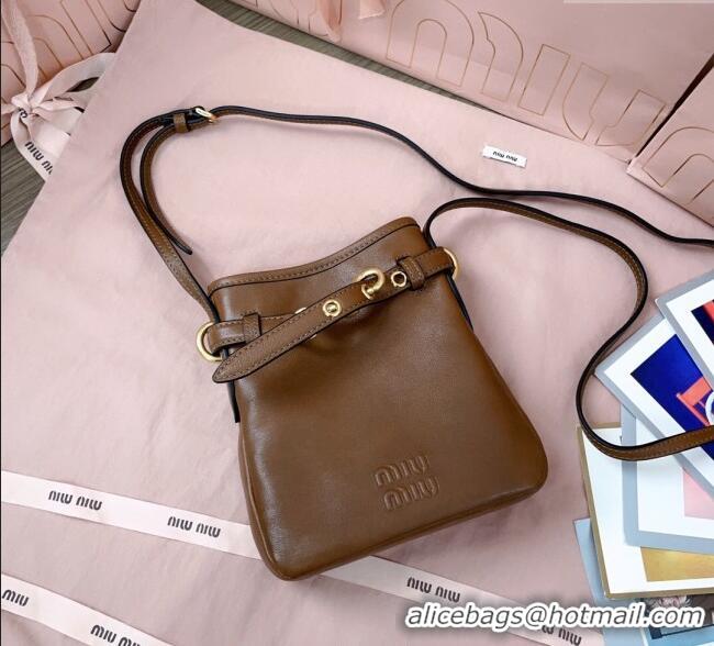 Inexpensive Miu Miu Nappa Leather Pouch Mini Bag 5NR461 Light Brown 2025