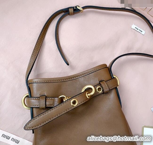 Inexpensive Miu Miu Nappa Leather Pouch Mini Bag 5NR461 Light Brown 2025