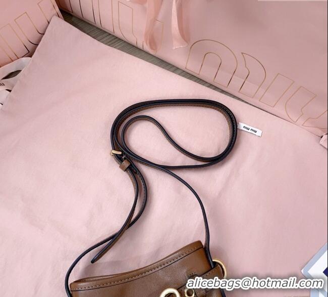 Inexpensive Miu Miu Nappa Leather Pouch Mini Bag 5NR461 Light Brown 2025