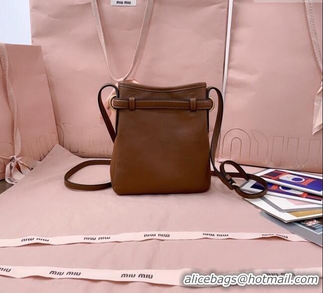 Inexpensive Miu Miu Nappa Leather Pouch Mini Bag 5NR461 Light Brown 2025
