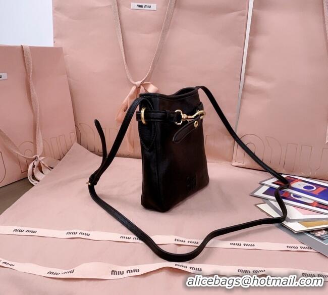 Buy Discount Miu Miu Nappa Leather Pouch Mini Bag 5NR461 Black 2025