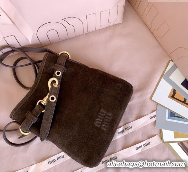 Grade Design Miu Miu Suede Pouch Mini Bag 5NR461 Dark Brown 2025