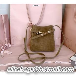 Buy Fashionable Miu Miu Suede Pouch Mini Bag 5NR461 Olive Green 2025