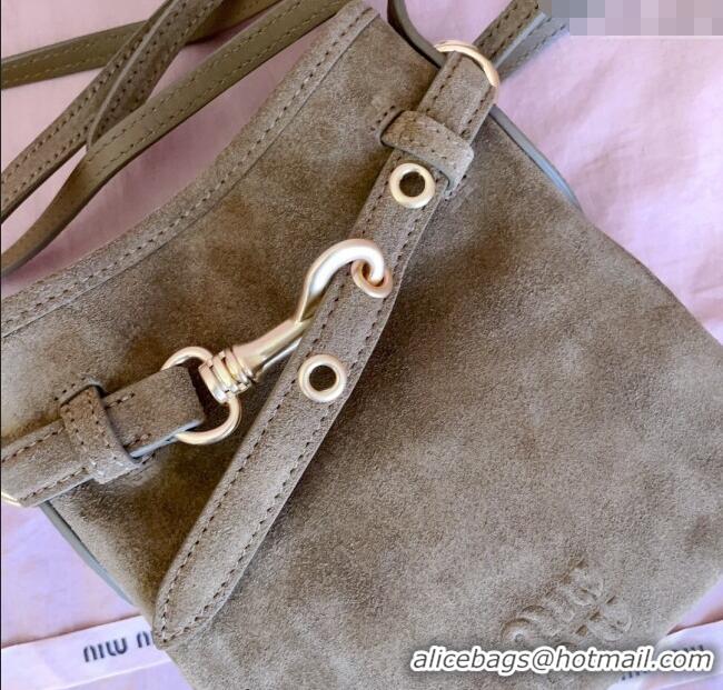 Buy Fashionable Miu Miu Suede Pouch Mini Bag 5NR461 Olive Green 2025
