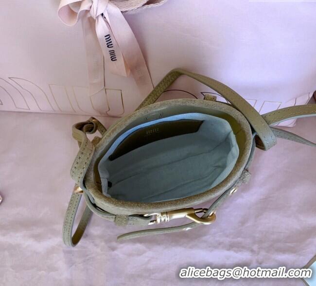 Buy Fashionable Miu Miu Suede Pouch Mini Bag 5NR461 Olive Green 2025
