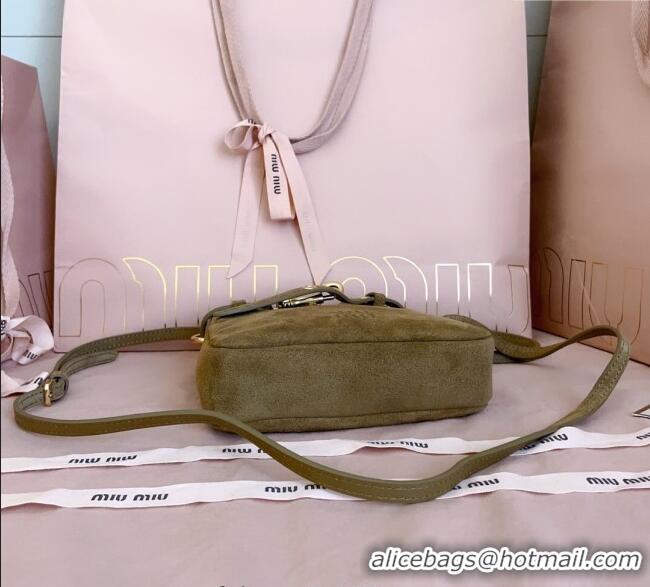 Buy Fashionable Miu Miu Suede Pouch Mini Bag 5NR461 Olive Green 2025
