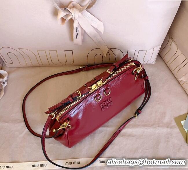 Reasonable Price Miu Miu Leather Clutch Shoulder Bag 5BF131 Ruby Red 2025