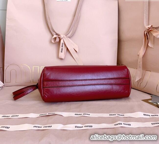 Reasonable Price Miu Miu Leather Clutch Shoulder Bag 5BF131 Ruby Red 2025