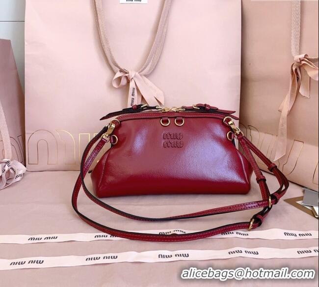 Reasonable Price Miu Miu Leather Clutch Shoulder Bag 5BF131 Ruby Red 2025