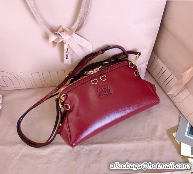 Reasonable Price Miu Miu Leather Clutch Shoulder Bag 5BF131 Ruby Red 2025