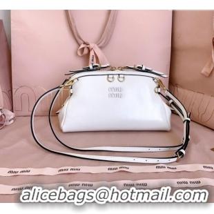 Free Shipping Discount Miu Miu Leather Clutch Shoulder Bag 5BF131 White 2025
