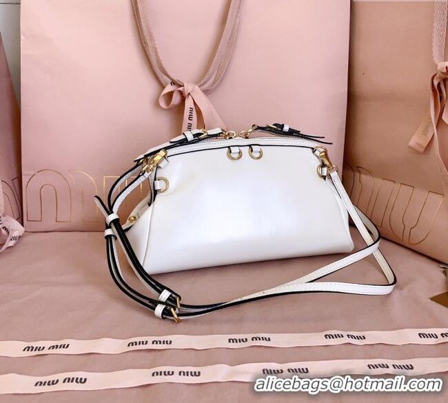 Free Shipping Discount Miu Miu Leather Clutch Shoulder Bag 5BF131 White 2025