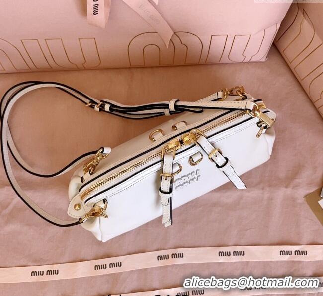 Free Shipping Discount Miu Miu Leather Clutch Shoulder Bag 5BF131 White 2025