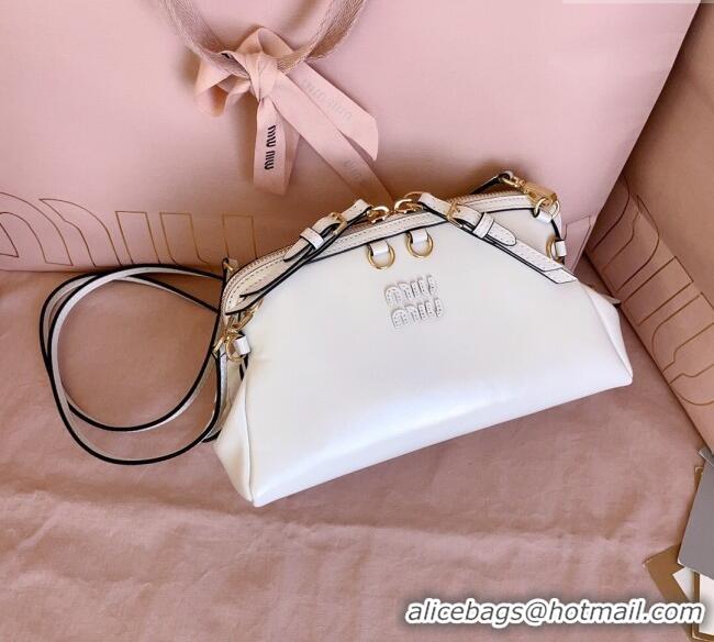 Free Shipping Discount Miu Miu Leather Clutch Shoulder Bag 5BF131 White 2025