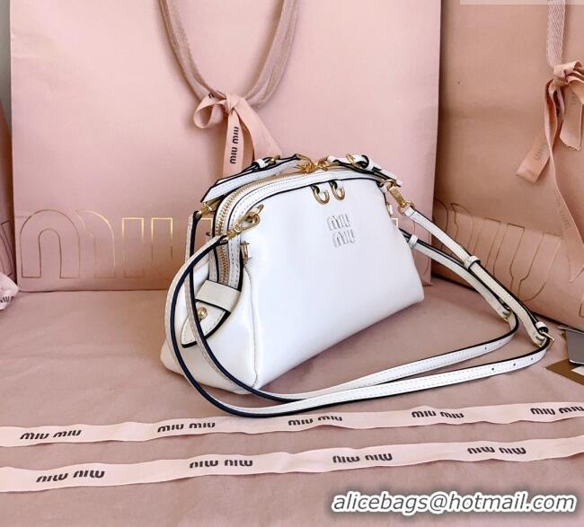 Free Shipping Discount Miu Miu Leather Clutch Shoulder Bag 5BF131 White 2025