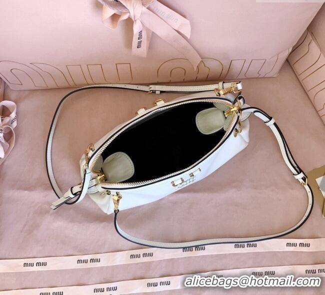 Free Shipping Discount Miu Miu Leather Clutch Shoulder Bag 5BF131 White 2025