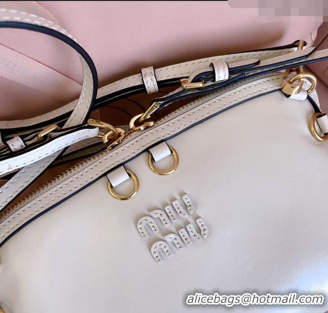 Free Shipping Discount Miu Miu Leather Clutch Shoulder Bag 5BF131 White 2025